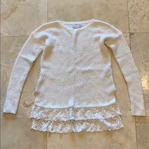 Abercrombie Kids SizeM Off White Sweater Lace Trim